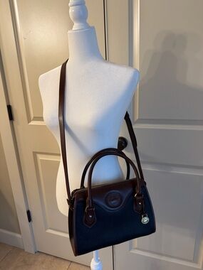 Classic Leather Crossbody Satchel in Dark Brown